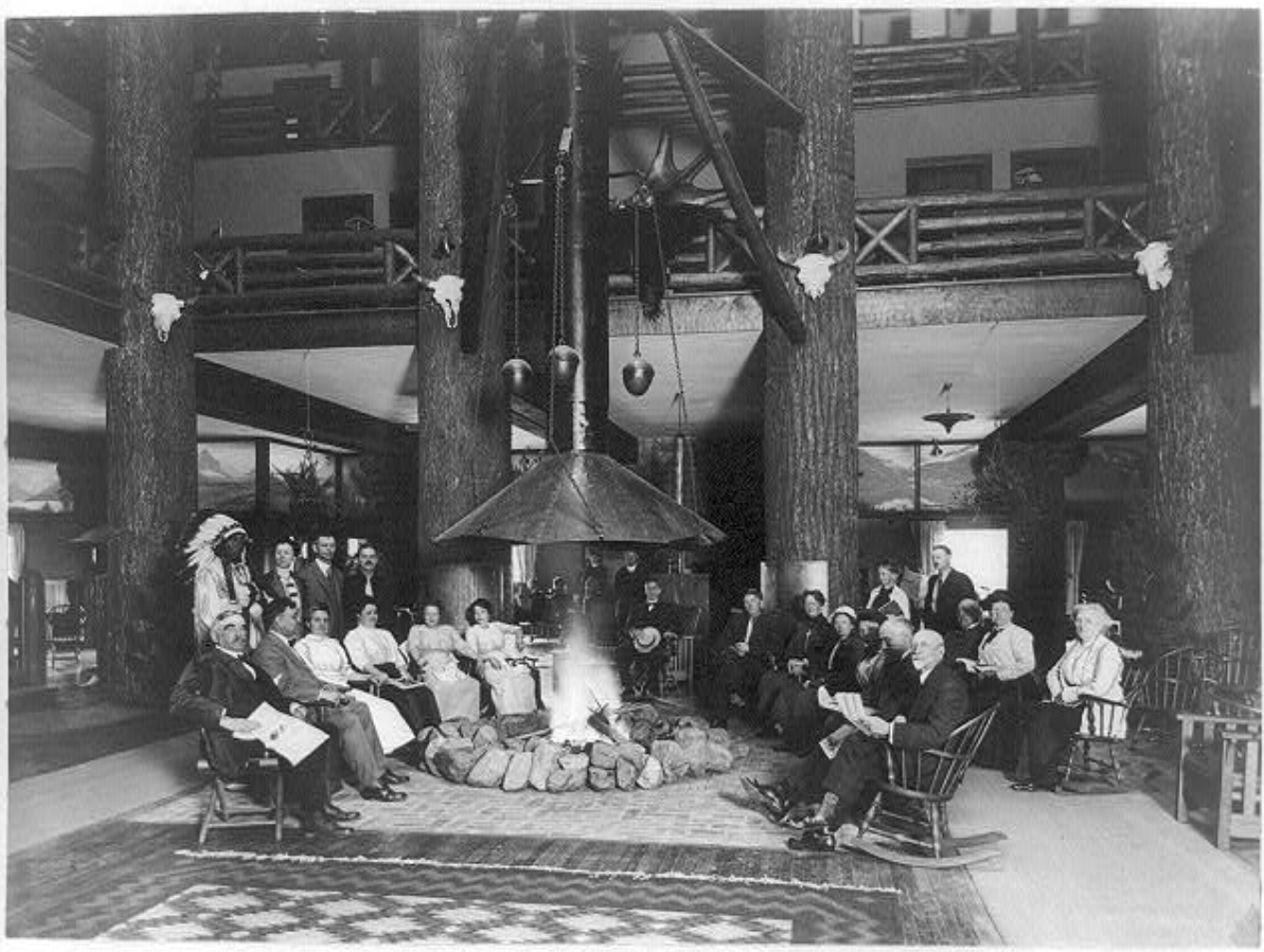 Glacier Park Hotel lobby, c. 1910-20